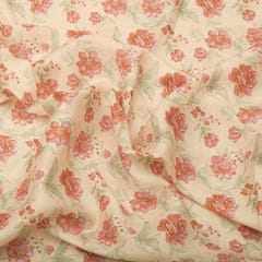 Blush Pink Floral Print Cotton Fabric