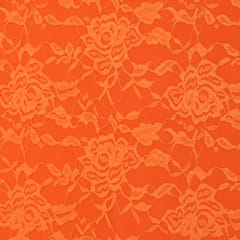 Tangerine Orange Floral Chantilly Net Fabric