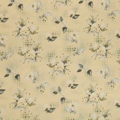 Beige and Cream Floral Print Cotton Fabric