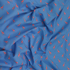Cobalt Blue Giraffe Print Self Silk Fabric