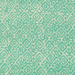 Turquoise Green and White Motif Print Chanderi Fabric