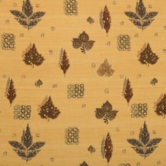 Beige and Brown Motif Print Cotton Fabric