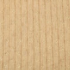 Beige with Gold Mukaishi Cotton Print Fabric