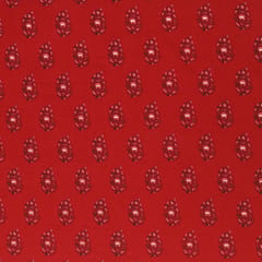Wine Red Floral Print Cotton Fabric