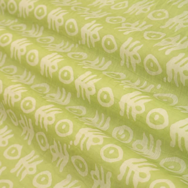 Mint Green Ethnic Print Chanderi Fabric