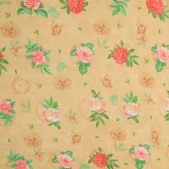 Tan Cream Floral Print Organdy Fabric