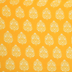 Canary Yellow Ethnic Motif Print Chanderi Fabric