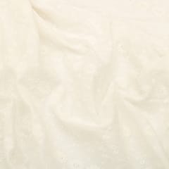 Pearl White Chikankari Cotton Fabric