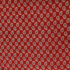 Maroon Red Ajrak Print Cotton Fabric
