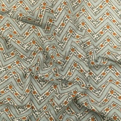 Ash Grey Floral Print Cotton Fabric