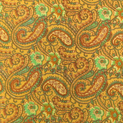 Mustard Yellow Floral Vine Print Cotton Fabric