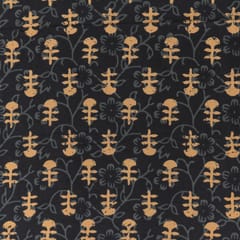 Shadow Grey and Beige Motif Print Cotton Fabric