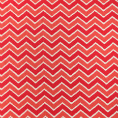Scarlet Red and White Zig-Zag Print Cotton Fabric