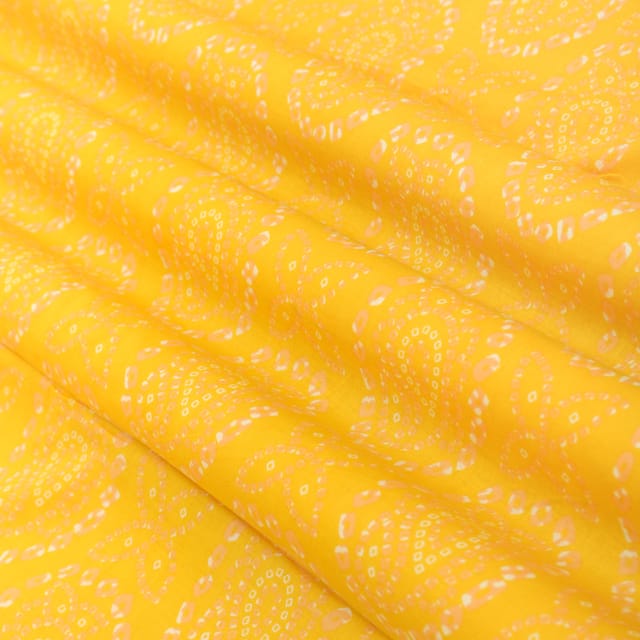 Mustard Yellow Motif Print Cotton Fabric