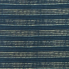 Midnight Blue and White Stripe Print Cotton Fabric