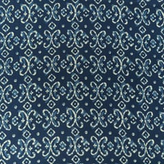 Midnight Blue and White Motif Print Cotton Fabric