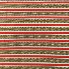 Red, Beige and White Stripe Print Cotton Fabric
