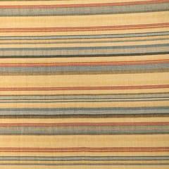 Beige Striped Print Linen Cotton Fabric