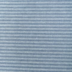 Steel Blue Striped Print Linen Cotton Fabric