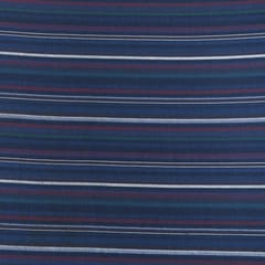 Navy BLue Striped Print Linen Fabric
