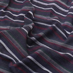 Navy BLue Striped Print Linen Cotton Fabric