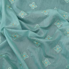 Sky Blue Booti Voil Embroidery Chanderi Fabric