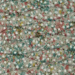 Multicoloured Floral Jute Embroidery Fabric