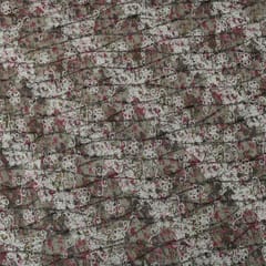 Ash Grey and White Floral Vine Jute Embroidery Fabric