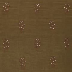 Sienna Brown Floral Embroidery Chanderi Fabric