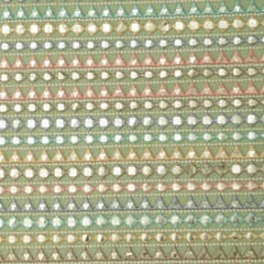 Mint Green with Rainbow Stripe Embroidery Georgette Fabric