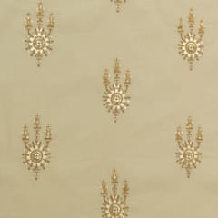 Cream with Gold Motif Embroidery Cotton Fabric