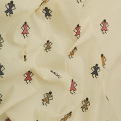 Off-White Embroidery Kora Cotton Fabric