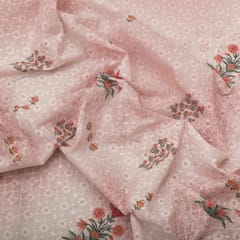 Blush Pink Floral Embroidery Cotton Fabric