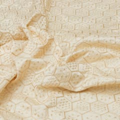 Ivory Nokia Silk Thread With Sequin Embroidery Fabric