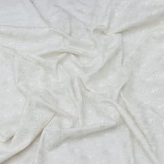 Frost White Nokia Silk Thread With Sequin Embroidery Fabric