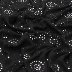 Raven Black Georgette Floral Sequin Embroidery Fabric