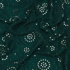 Dark Green Georgette Floral Sequin Embroidery Fabric