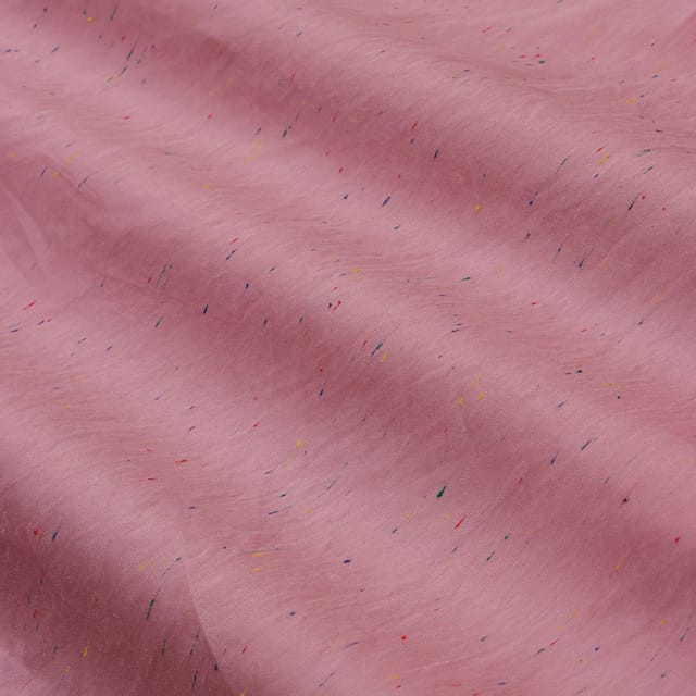 Pink Georgette Stripe Work Fabric
