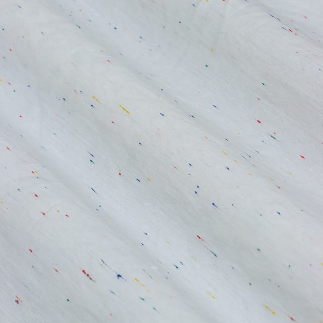 Pearl White Georgette Stripe Work Fabric