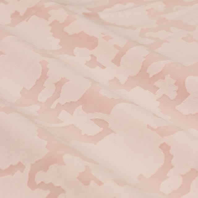 Baby Pink Georgette Floral Print Jacquard Fabric