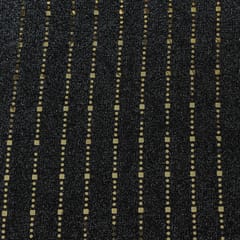 Raven Black Shimmer Golden Work Lycra Fabric