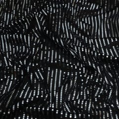 Black  Shimmer Lycra Silver Foil Work Fabric