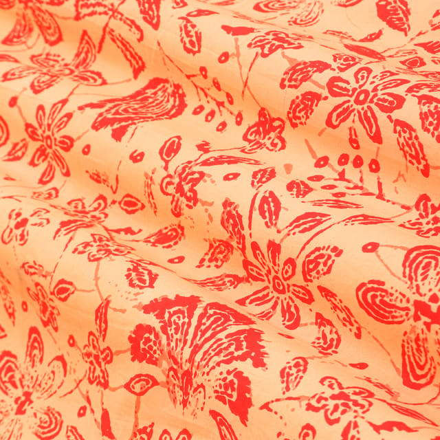Apricot Cotton Floral Digital Print Fabric