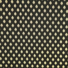 Jet Black Brocade Gold Zari Booti Embrodiery Fabric