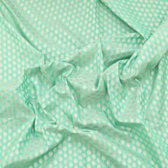 Sea Green Brocade Gold Zari Booti Embrodiery Fabric