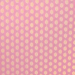 Baby Pink Brocade Gold Zari Booti Embrodiery Fabric