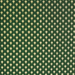 Bottle Green Brocade Gold Zari Booti Embrodiery Fabric