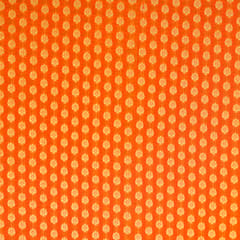 Fire Orange Brocade Gold Zari Booti Embrodiery Fabric