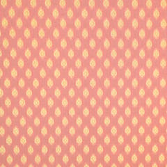 Flamingo Pink Brocade Gold Zari Booti Embrodiery Fabric
