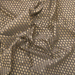 Iron Grey Brocade Gold Zari Booti Embrodiery Fabric